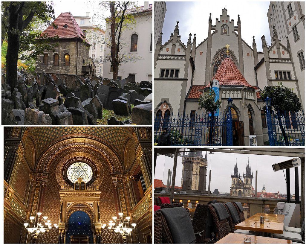 Synagogue et cimetière juif dans le quartier juif de Prague.