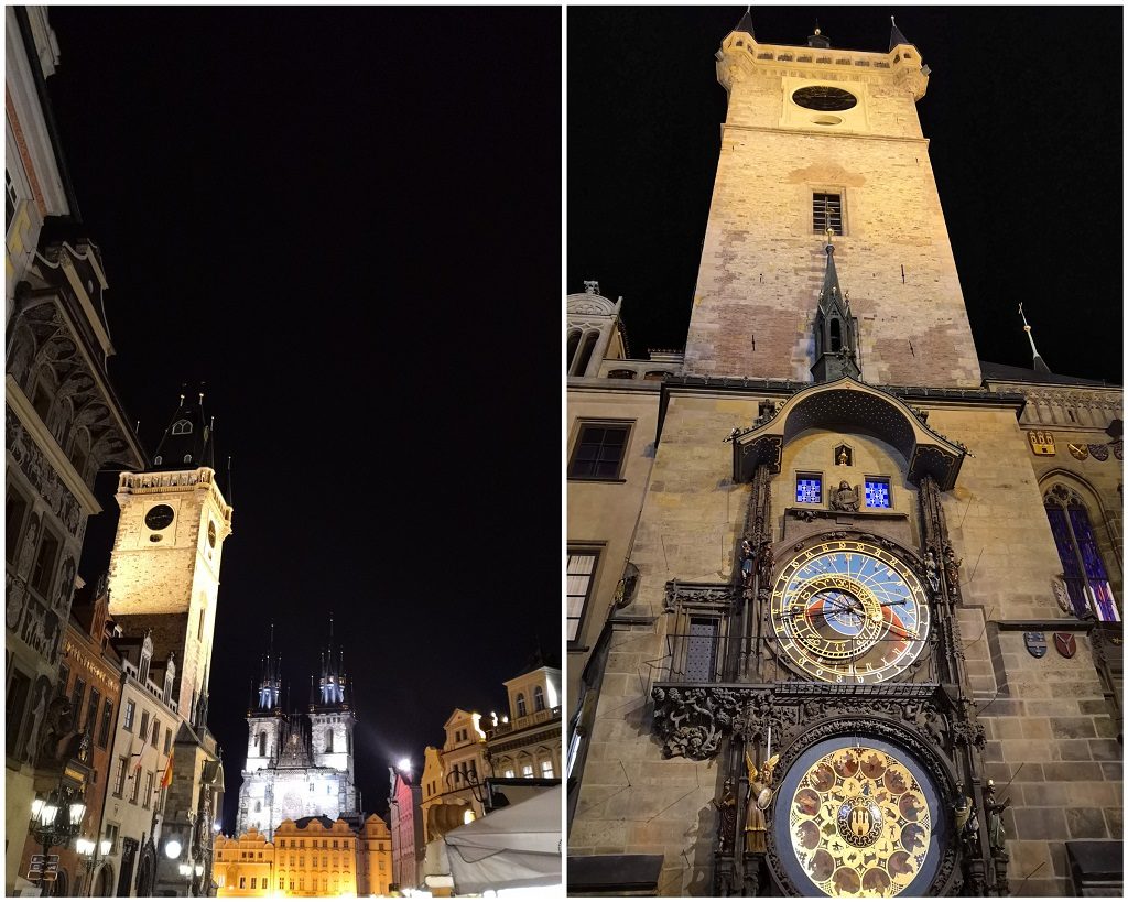 Vieille Ville de Prague by night avec ses ruelles et bâtiments historiques