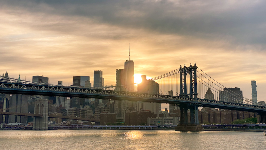 Coucher de soleil Brooklyn Bridge New-York