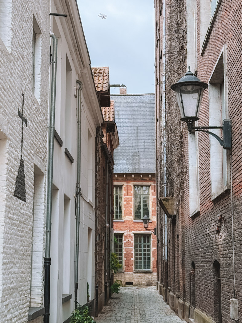Ruelle pavée du Béguinage de Malines, quartier paisible à explorer lors d’une visite de 2 jours.