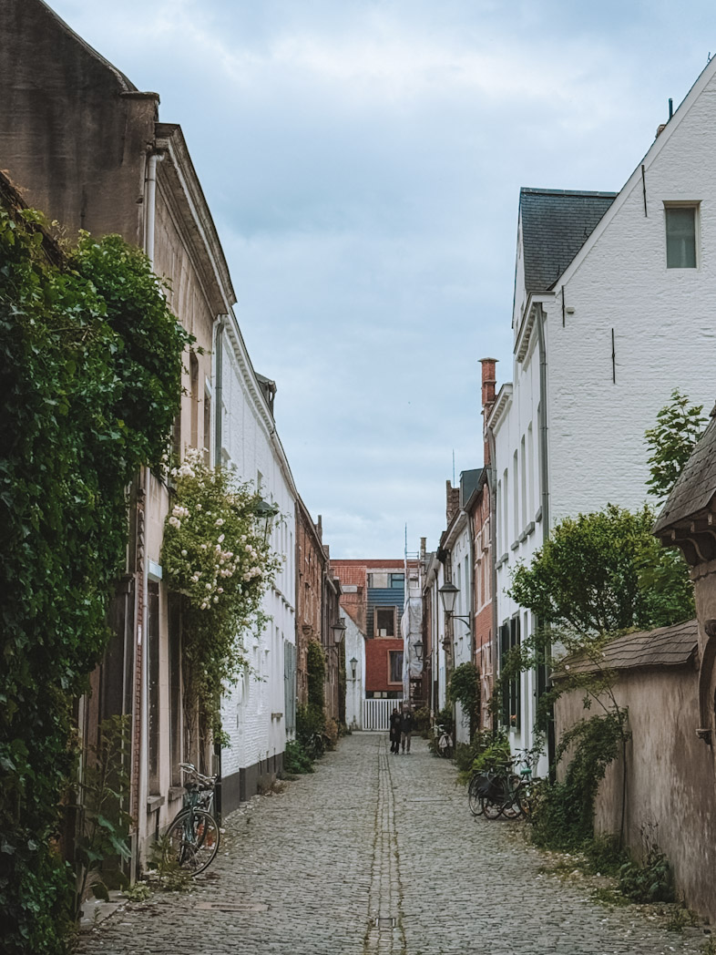 Ruelle pavée du Béguinage de Malines, quartier paisible à explorer lors d’une visite de 2 jours.