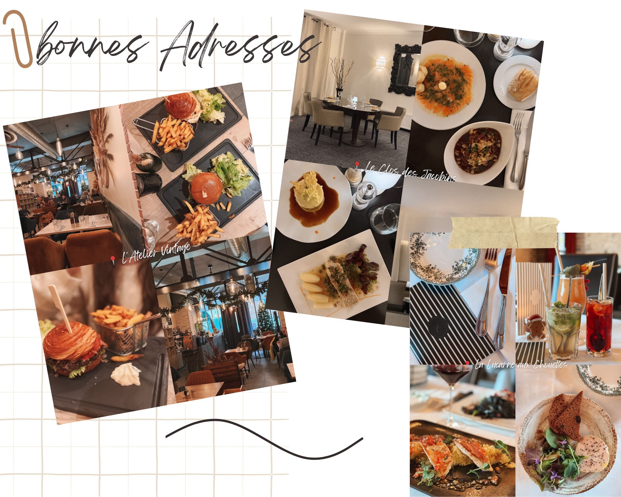 Montage photo des meilleures adresses de restaurants à Sens et Villeneuve-sur-Yonne