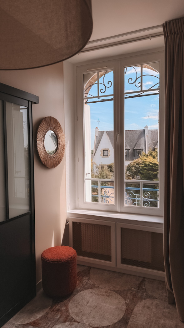 Vue depuis une chambre de l'Armoric hôtel à Bénodet à Bénodet dans le Finistère sud, séjour en bord de mer en Bretagne